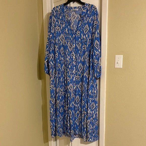 Zara Blue and White Maxi Dress